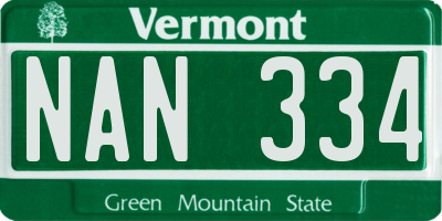 VT license plate NAN334