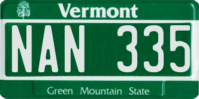 VT license plate NAN335