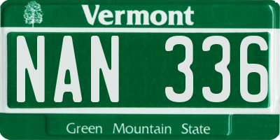 VT license plate NAN336