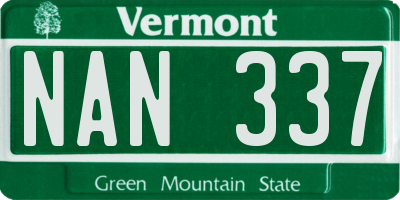 VT license plate NAN337
