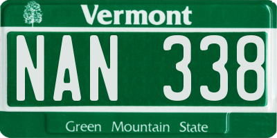 VT license plate NAN338