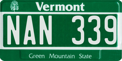 VT license plate NAN339