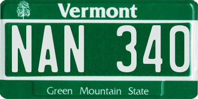 VT license plate NAN340