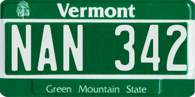 VT license plate NAN342