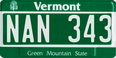 VT license plate NAN343