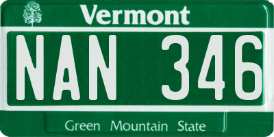 VT license plate NAN346