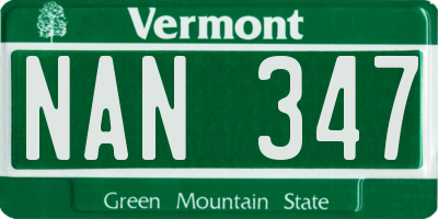 VT license plate NAN347
