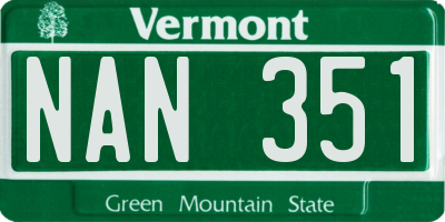 VT license plate NAN351