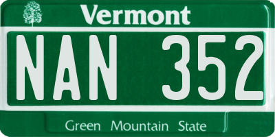 VT license plate NAN352