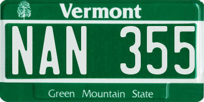 VT license plate NAN355