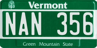 VT license plate NAN356
