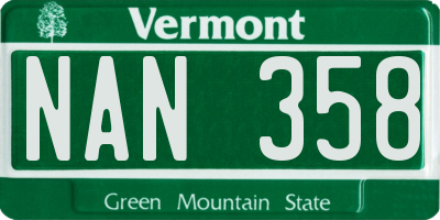 VT license plate NAN358