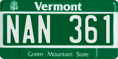 VT license plate NAN361