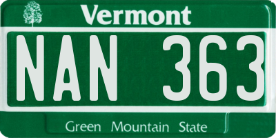 VT license plate NAN363