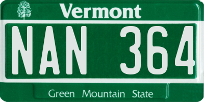 VT license plate NAN364