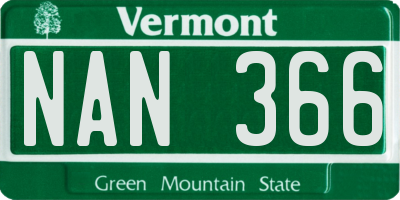 VT license plate NAN366