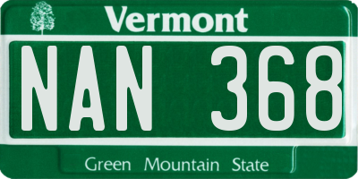 VT license plate NAN368