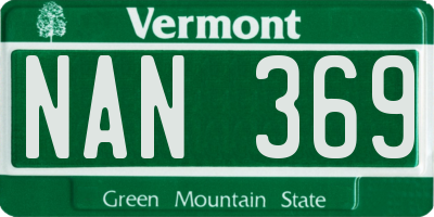 VT license plate NAN369
