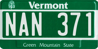 VT license plate NAN371