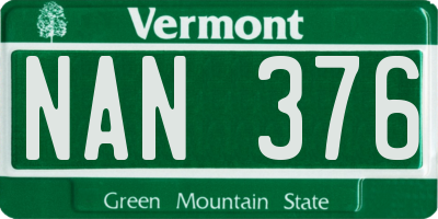 VT license plate NAN376