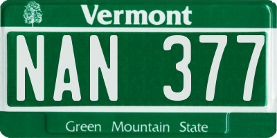 VT license plate NAN377