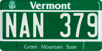 VT license plate NAN379