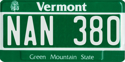 VT license plate NAN380