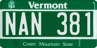 VT license plate NAN381