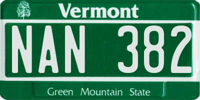 VT license plate NAN382