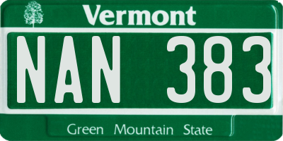 VT license plate NAN383