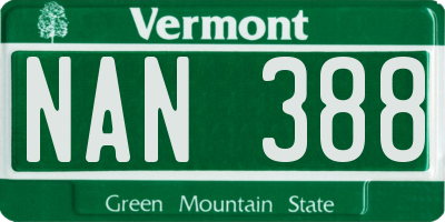 VT license plate NAN388