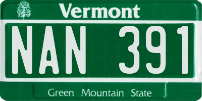 VT license plate NAN391