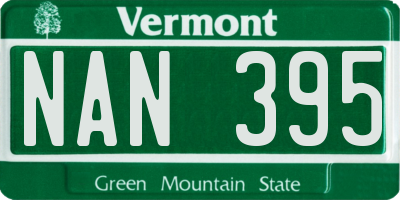 VT license plate NAN395