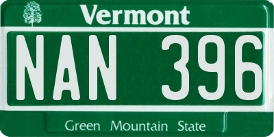 VT license plate NAN396