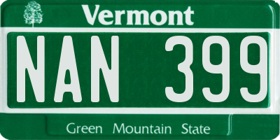 VT license plate NAN399