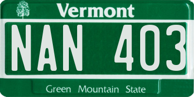 VT license plate NAN403