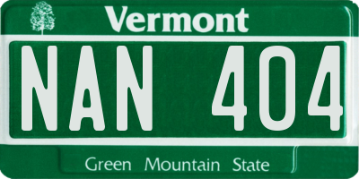VT license plate NAN404