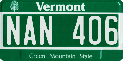 VT license plate NAN406