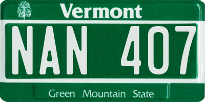 VT license plate NAN407