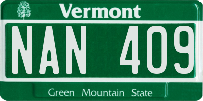 VT license plate NAN409