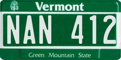 VT license plate NAN412