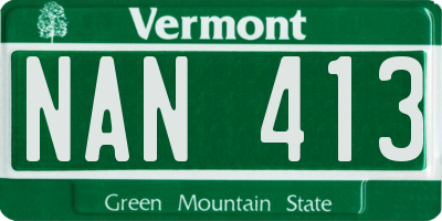 VT license plate NAN413