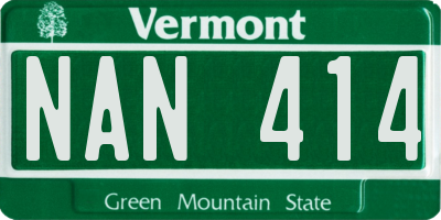 VT license plate NAN414