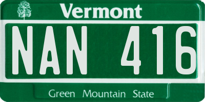 VT license plate NAN416