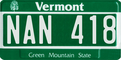 VT license plate NAN418