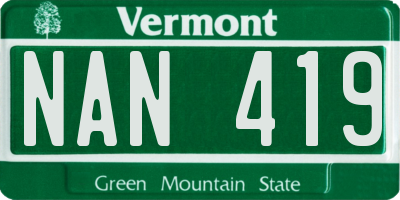 VT license plate NAN419