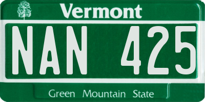 VT license plate NAN425