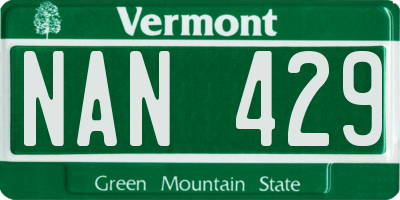 VT license plate NAN429