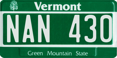 VT license plate NAN430