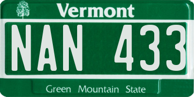 VT license plate NAN433